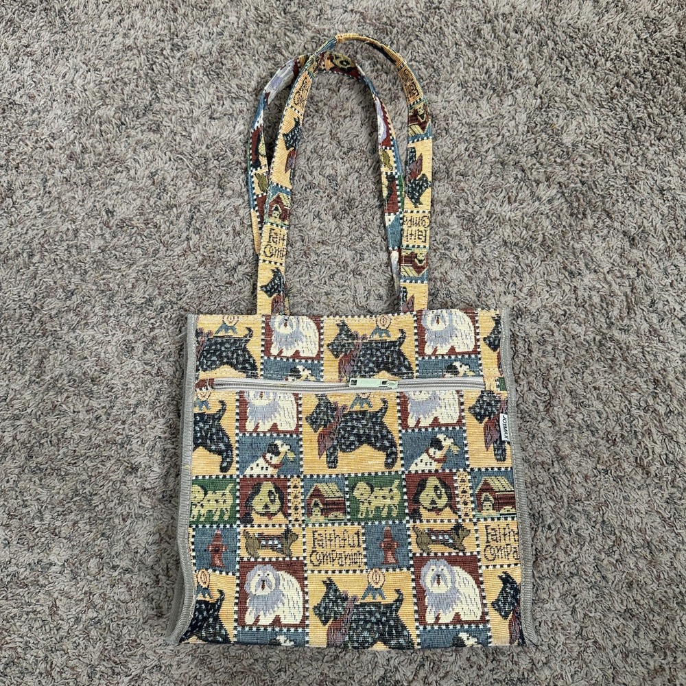 Joymax Faithful Companion Dog Tapestry Tote Bag Scottie Poodle Patchwork Print
